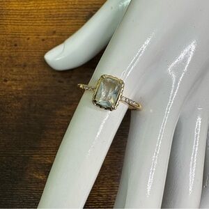Gold Tone Pale Blue/White Women's Ring size 8